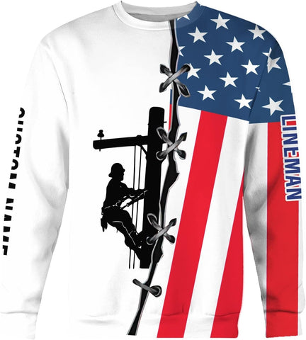 Personalized Lineman 3D Print Hoodies Unisex Pullover Hoodie Gift For Men, Women, Full Size S-5XL For Men Women