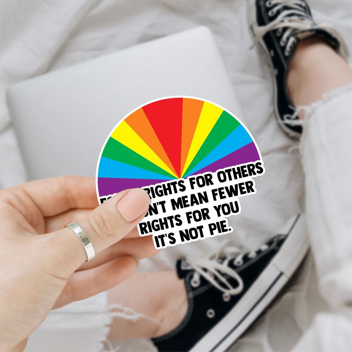 3Pcs Equal Rights For Others Sticker Does Not Mean Fewer Rights For You Its Not Pie Sticker, LGBTQ Pride Stickers, Pride Love Rainbow Flag Sticker- Stickers For Laptop Water Bottle Phone Car Helmet 3"