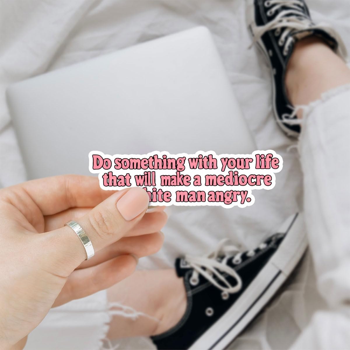 (3pcs) Do Something with Your Life That Will Make A Mediocre White Man Angry Bumper Sticker- Vinyl Stickers 3'' for Laptop Water Bottle Phone Car Window Helmet