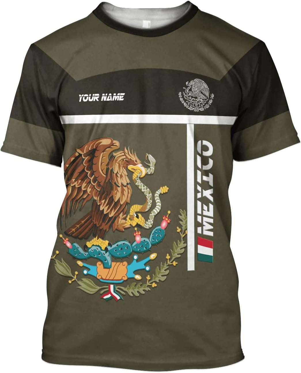 AOVL Personalized Name Mexican Shirts for Men Customized Mexico Shirts for Men Mexico Shirts Mexico Shirt Eagle Flag S-5XL