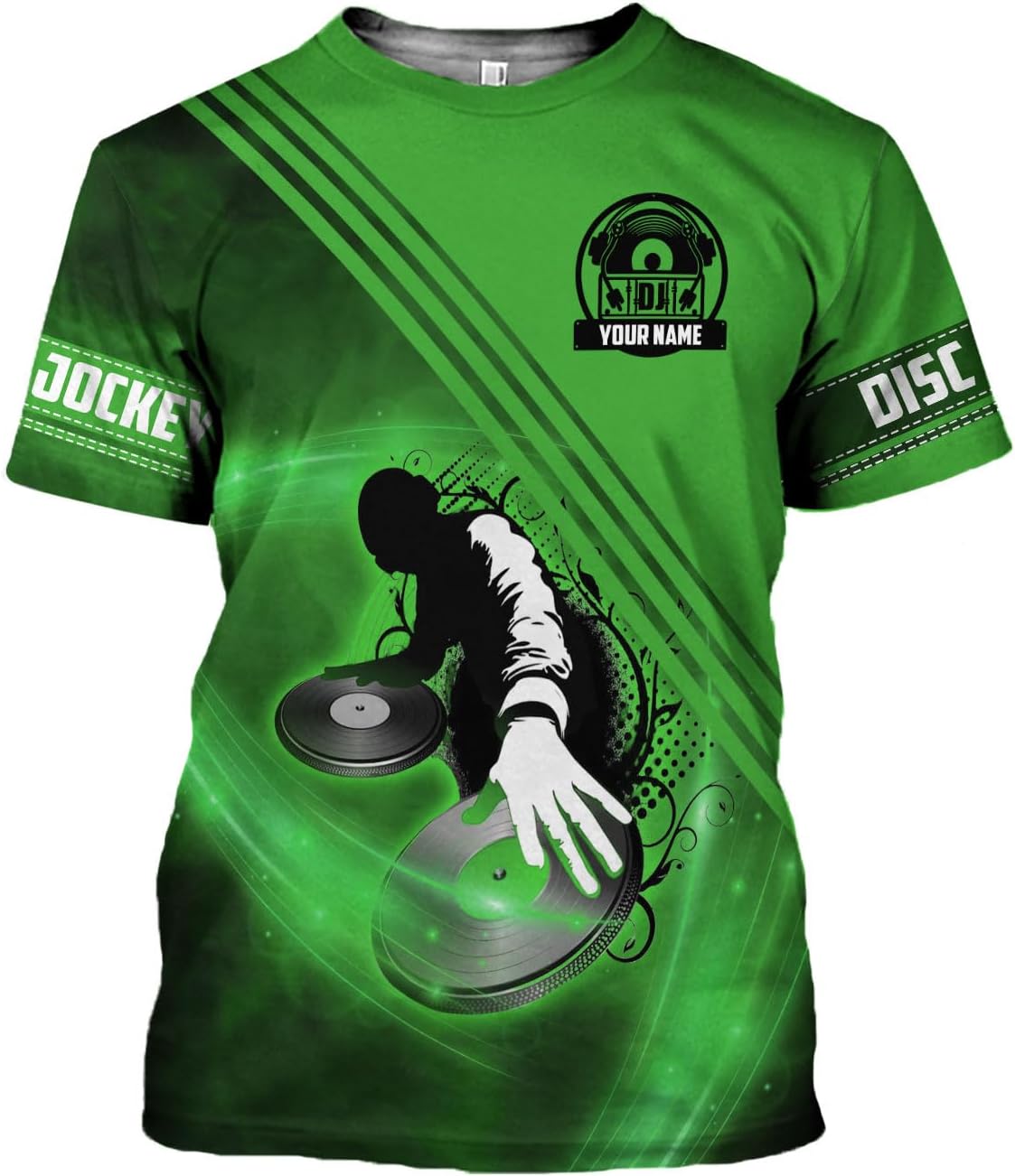 AOVL Personalized DJ Shirts 3D Custom DJ Shirts for Men Women DJ Gifts for Men EDM Music Festival Gifts for Men Music DJ Gift