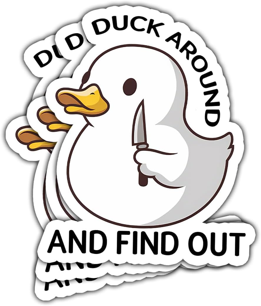 3 Pcs Duck Around and Find Out Sticker, Duck with Knife Sticker, Cute Duck Fuck Around and Find Out FAFO Sticker- Vinyl Sticker 3 Inches for Water Bottles Laptop Phone Car Window Helmet