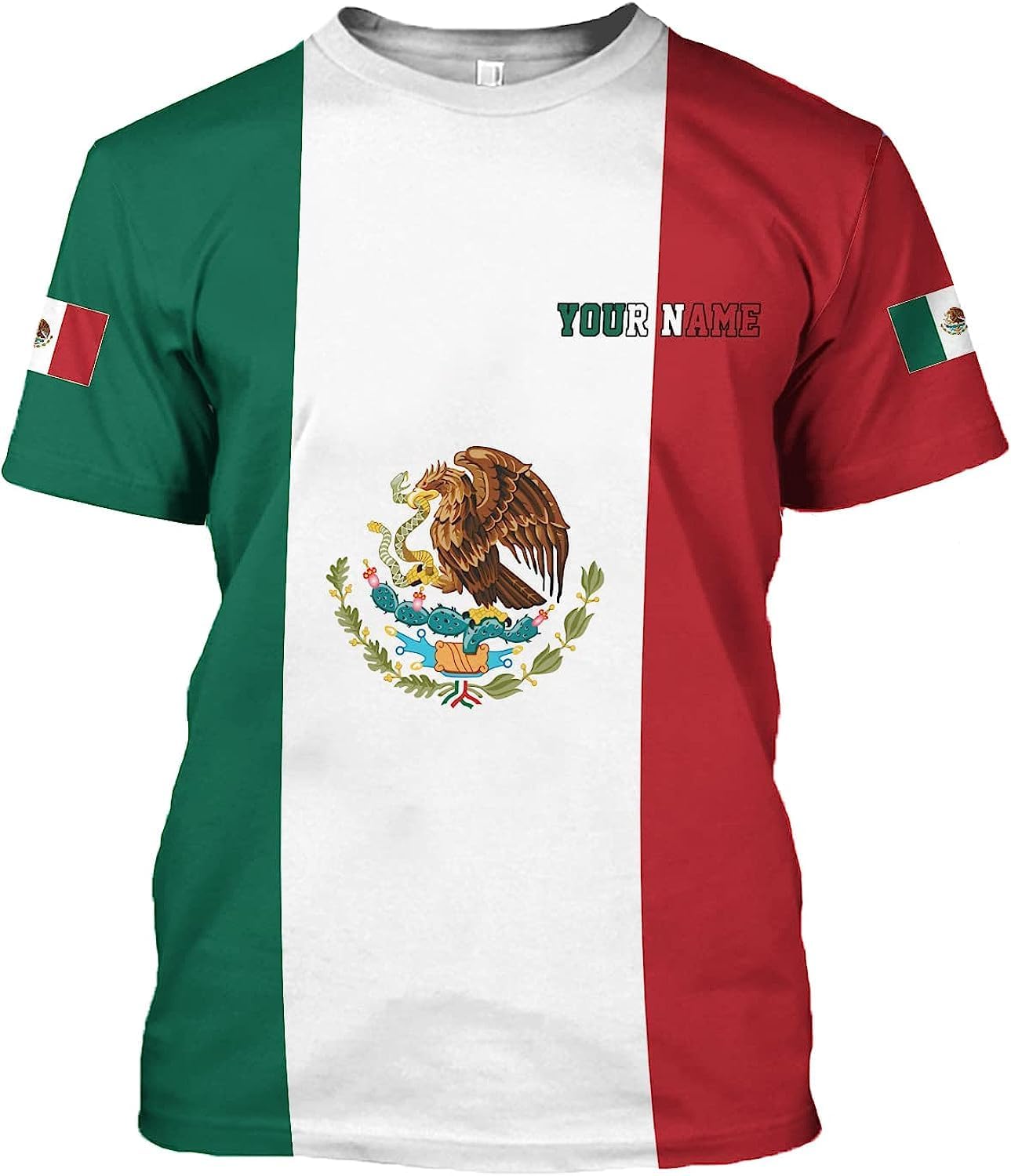Personalized Mexican Shirts for Men 3D Customized Mexico Shirts for Men Mexico Shirts for Women Mexico Flag Shirt (RD45)