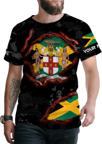 Ligthuy Personalized Jamaica Shirt 3D, Custom Jamaica Flag Lion Shirt for Men and Women, Jamaican Pride T-Shirt Unisex