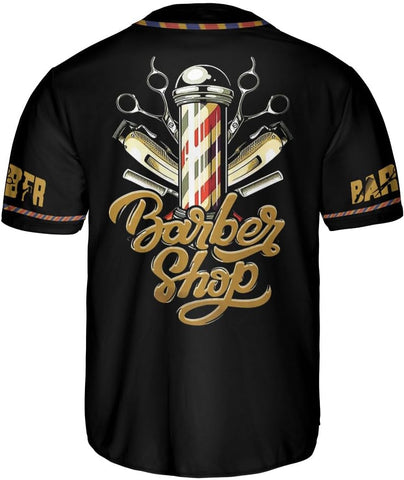 Custom Barber Shop Baseball Jersey Personalized Name Barber Shirt 3D for Men Women Hairdresser Shop Gift Scissors Pole Shirts