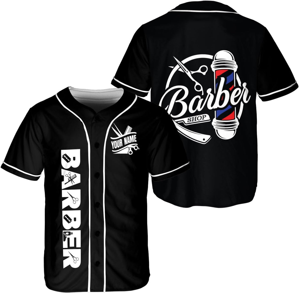 Mostprints Personalized Baber Baseball Jersey, Hairdresser Baseball Jersey Barber Shop Life, Barber Shirts for Men and Women