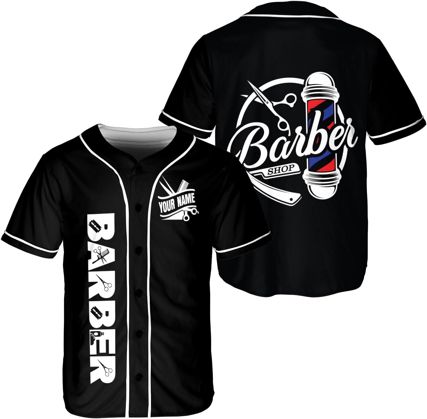 Ligthuy Personalized Baber Baseball Jersey, Hairdresser Baseball Jersey Barber Shop Life, Barber Shirts for Men and Women