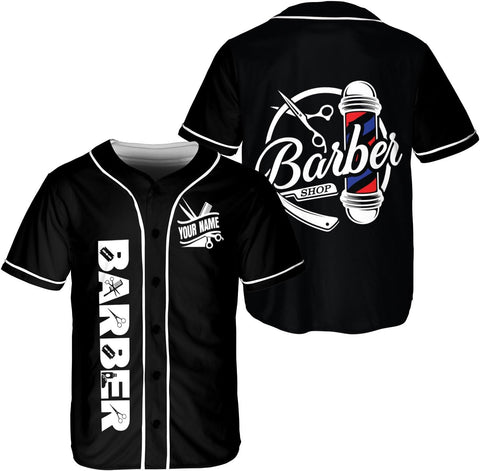 Ligthuy Personalized Baber Baseball Jersey, Hairdresser Baseball Jersey Barber Shop Life, Barber Shirts for Men and Women