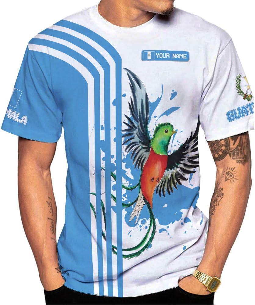 Mostprints Personalized Guatemala Shirt 3D Guatemala Camisas Guatemala Flag Shirts, Guatemalan Pride T-Shirt for Men Women