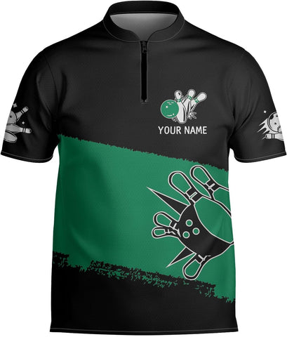 Custom Bowling Jerseys for Men Women Personalized Team Name Quarter Zip 3D Apparel Customized Bowling Jersey Shirts Unisex