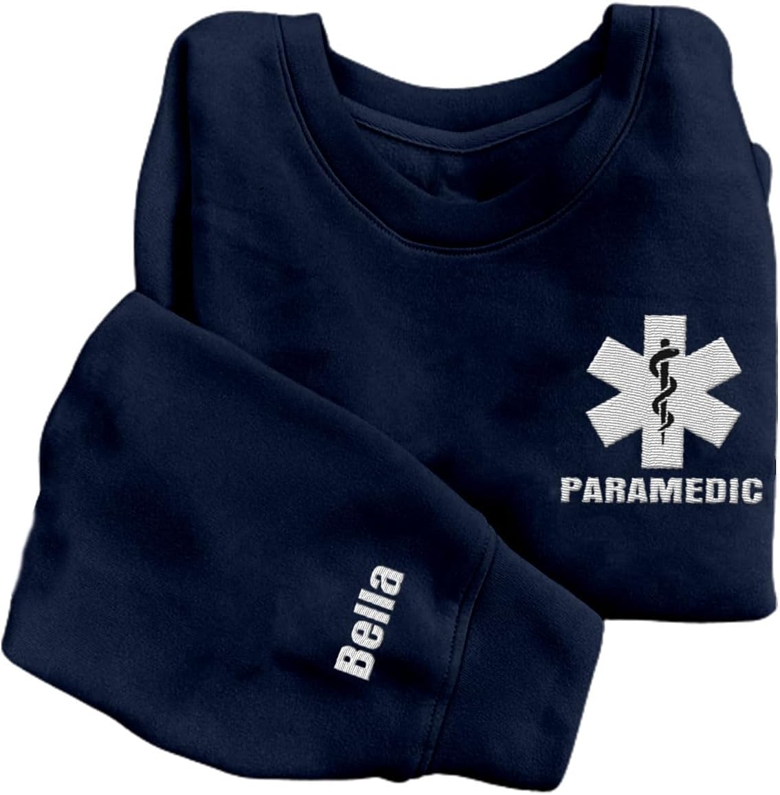 Personalized EMT EMS Paramedic Thin White Line Embroidered Sweatshirt, EMT Student, EMT Future, Medical Worker (Cotton, SS133)
