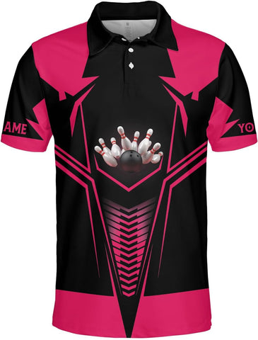 PAgree Personalized Name Bowling Polo for Men and Women 3D, Bowling Polo Shirts for Team Bowling, Bowling Tshirt Gift