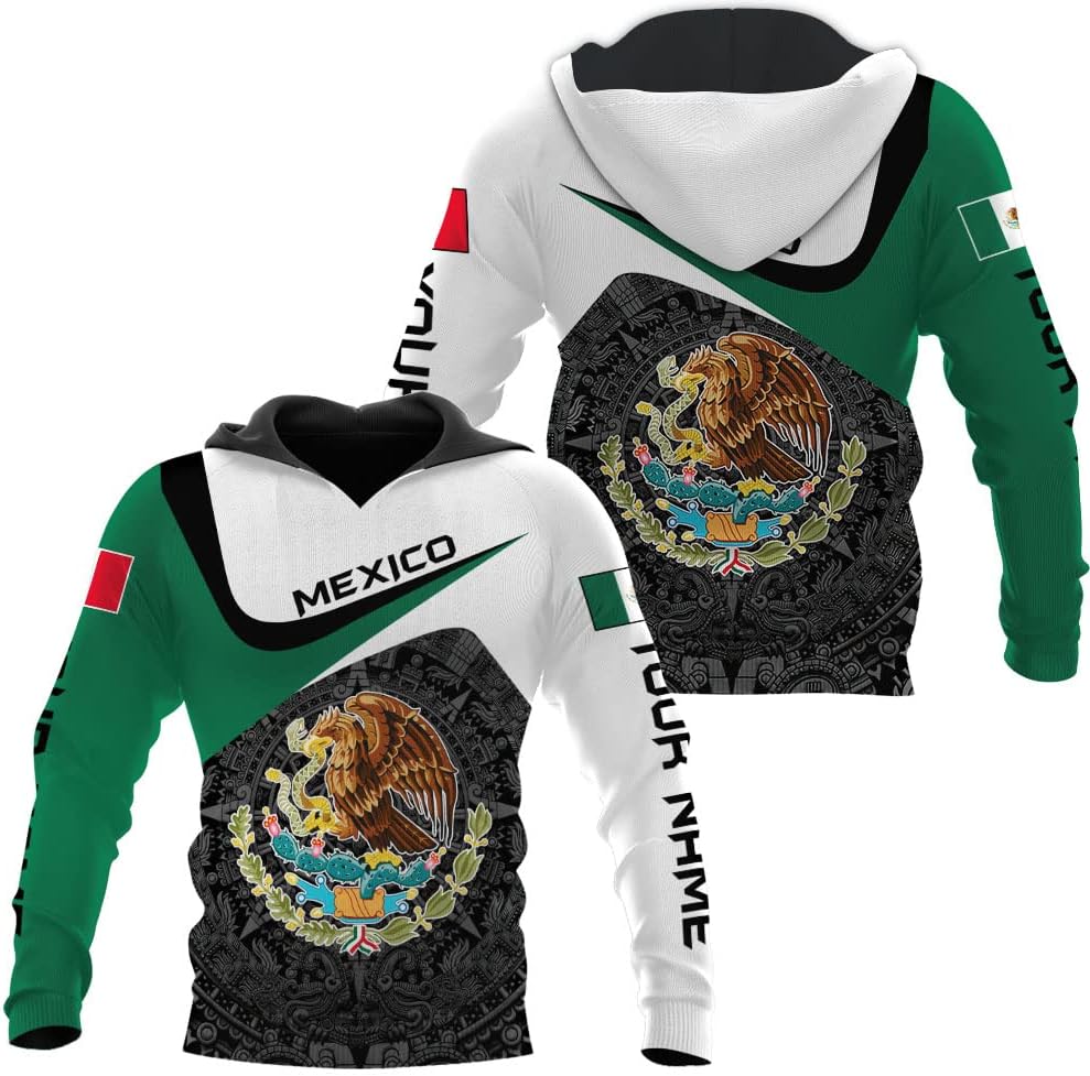 Personalized Name Mexican Hoodie 3D, Customized Mexican Hoodies for Men, Unisex Mexico Hoodie, Mexico Hoodies for Men