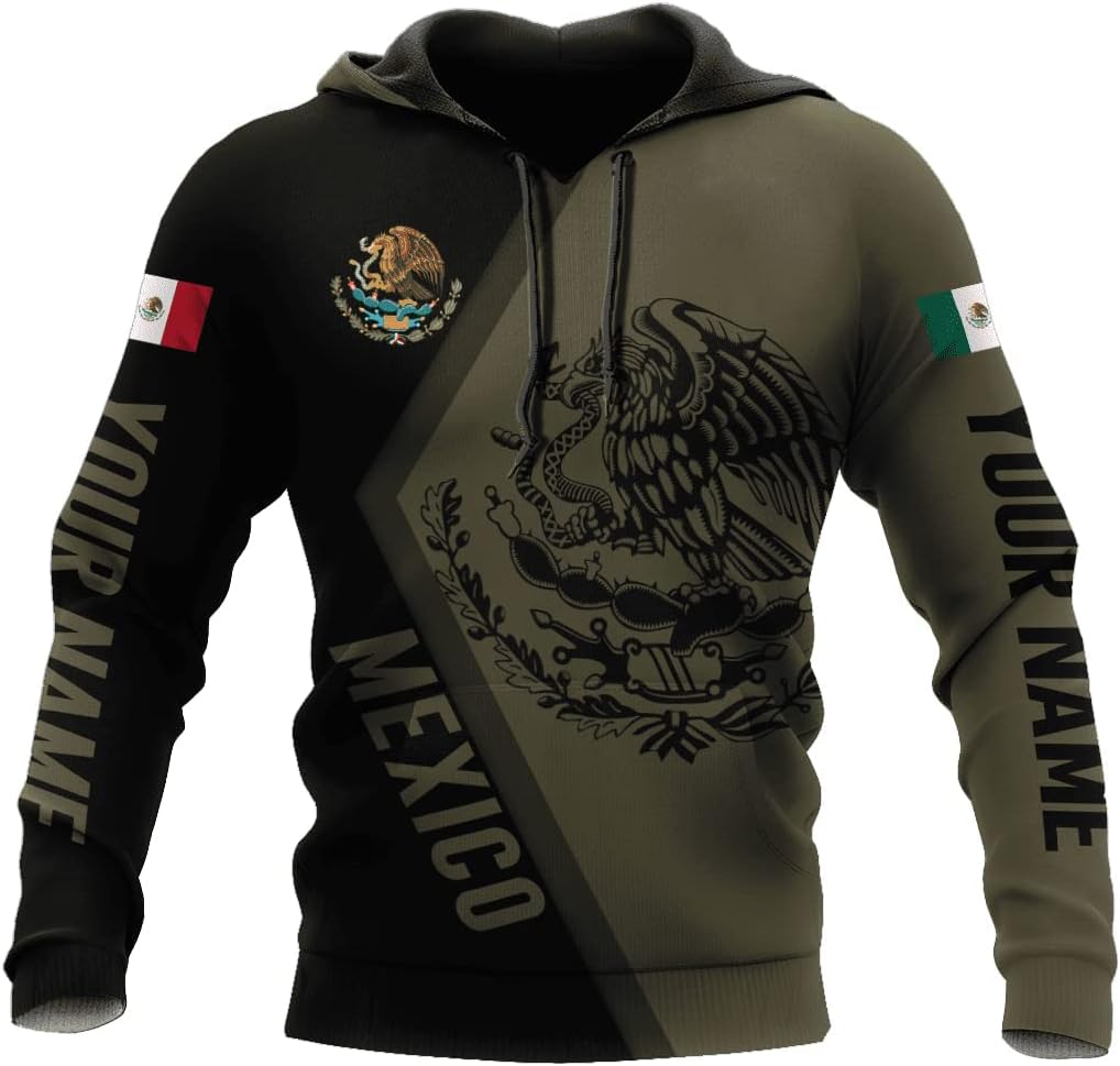 Personalized Name Mexico Hoodie, Custom Name Mexico Hoodies for Men Unisex Hoodie, T Shirt, Zip Up Hoodie, Sweatshirt for Men Women HD303 Multicolor