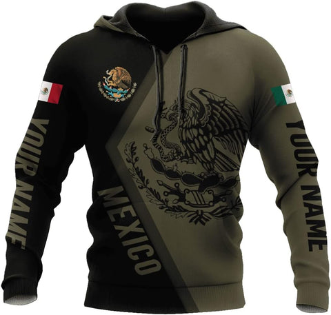 Personalized Name Mexico Hoodie, Custom Name Mexico Hoodies for Men Unisex Hoodie, T Shirt, Zip Up Hoodie, Sweatshirt for Men Women HD303 Multicolor