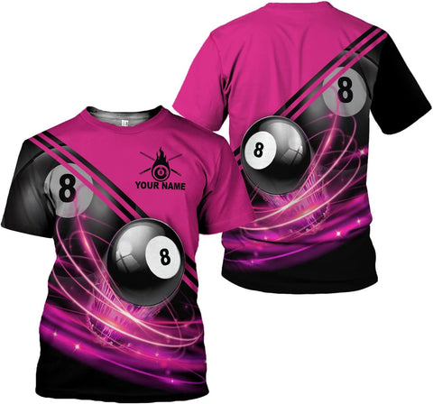 AOVL Personalized Billiard Shirts 3D Billiard Shirt Custom Billiard Flag Shirt Men's Pool Billiards Shirt 8 Ball Men Women