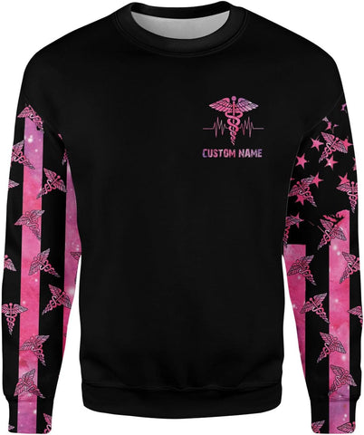 Woseprints Personalized Name 3D Nurse Shirts, Emergency Nurse T-Shirt Gifts