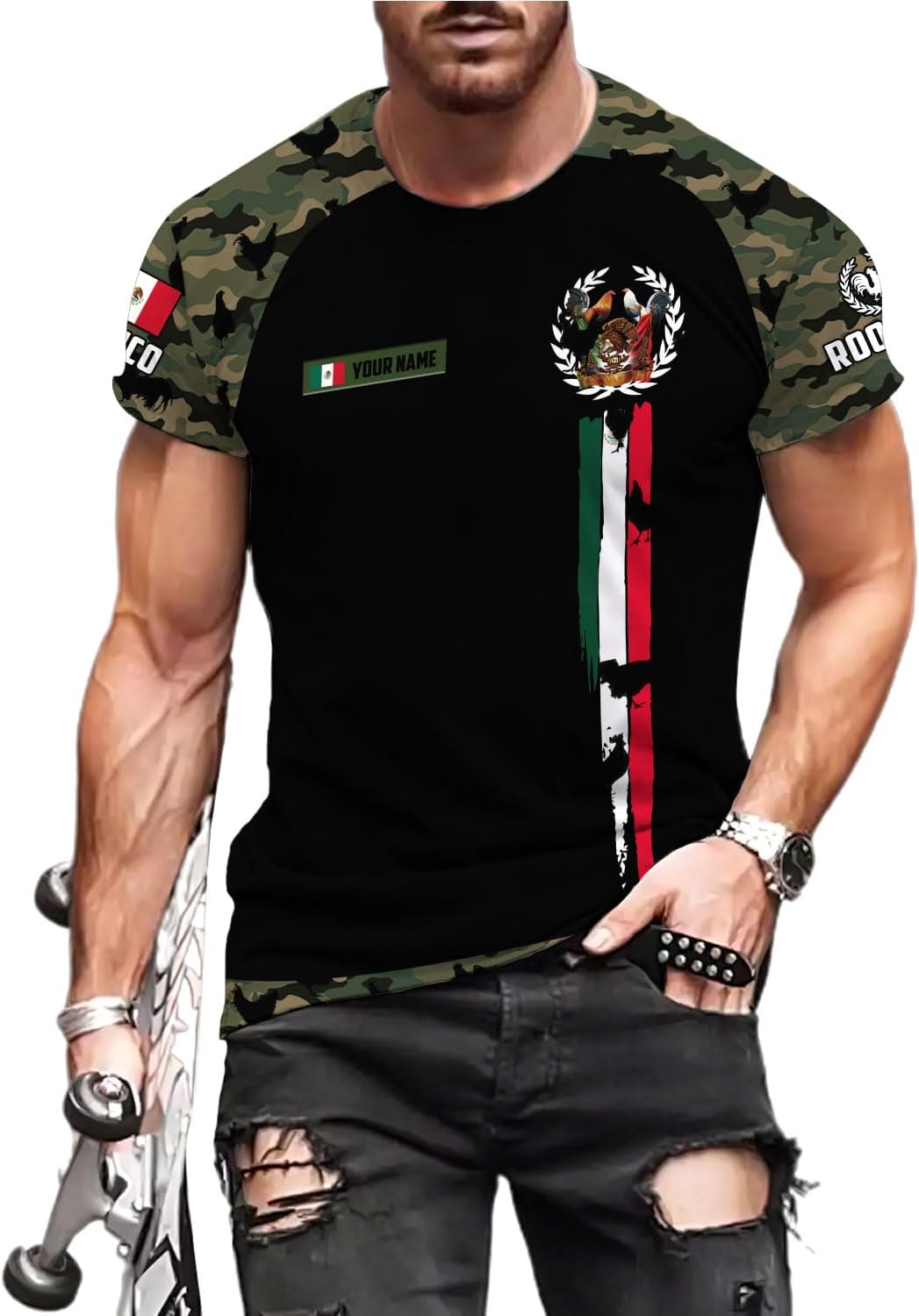 AOVL Personalized Rooster shirts 3D Rooster Mexican Shirts for Men Rooster Mexico Shirt Rooster Shirt for Men Women S-5XL