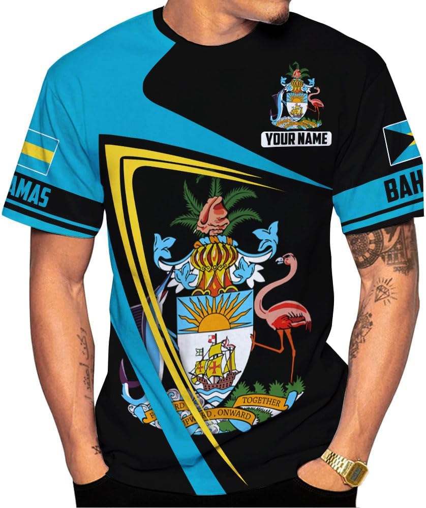 Personalized Bahamas Shirt 3D Custom Bahamas Flag Shirt for Men and Women Bahamas Pride Shirt