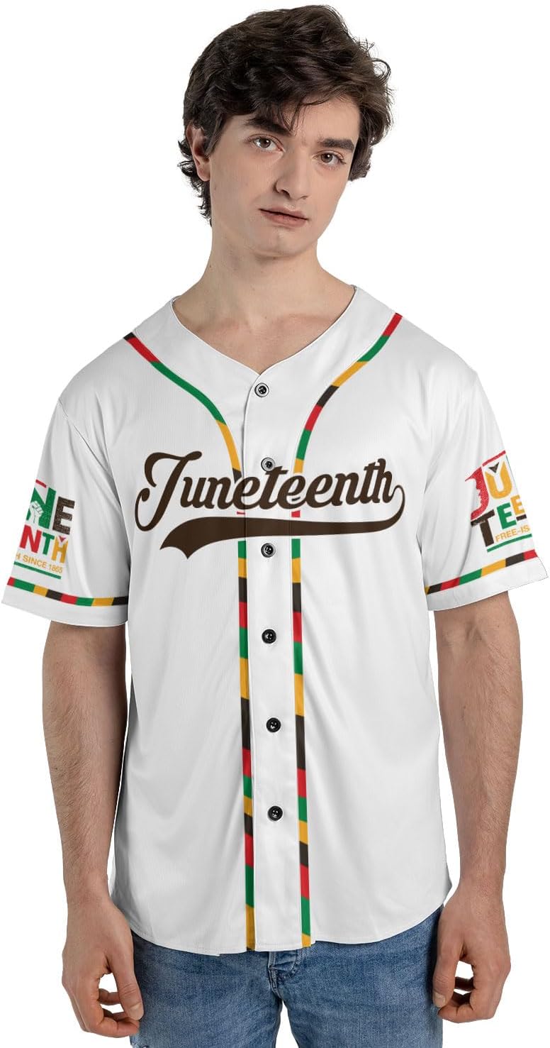 AOVL Custom Juneteenth Baseball Jersey Shirt Flag Independence Day Freeish Since 1865 Black History Month Pride Freeish Shirt