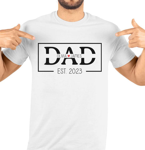 Personalized Grandpa Dad Papa Shirt Custom Kids Name Gift Fathers Day, Promoted to Dad Est 2023 Baby Daddy New Dad (TS34)