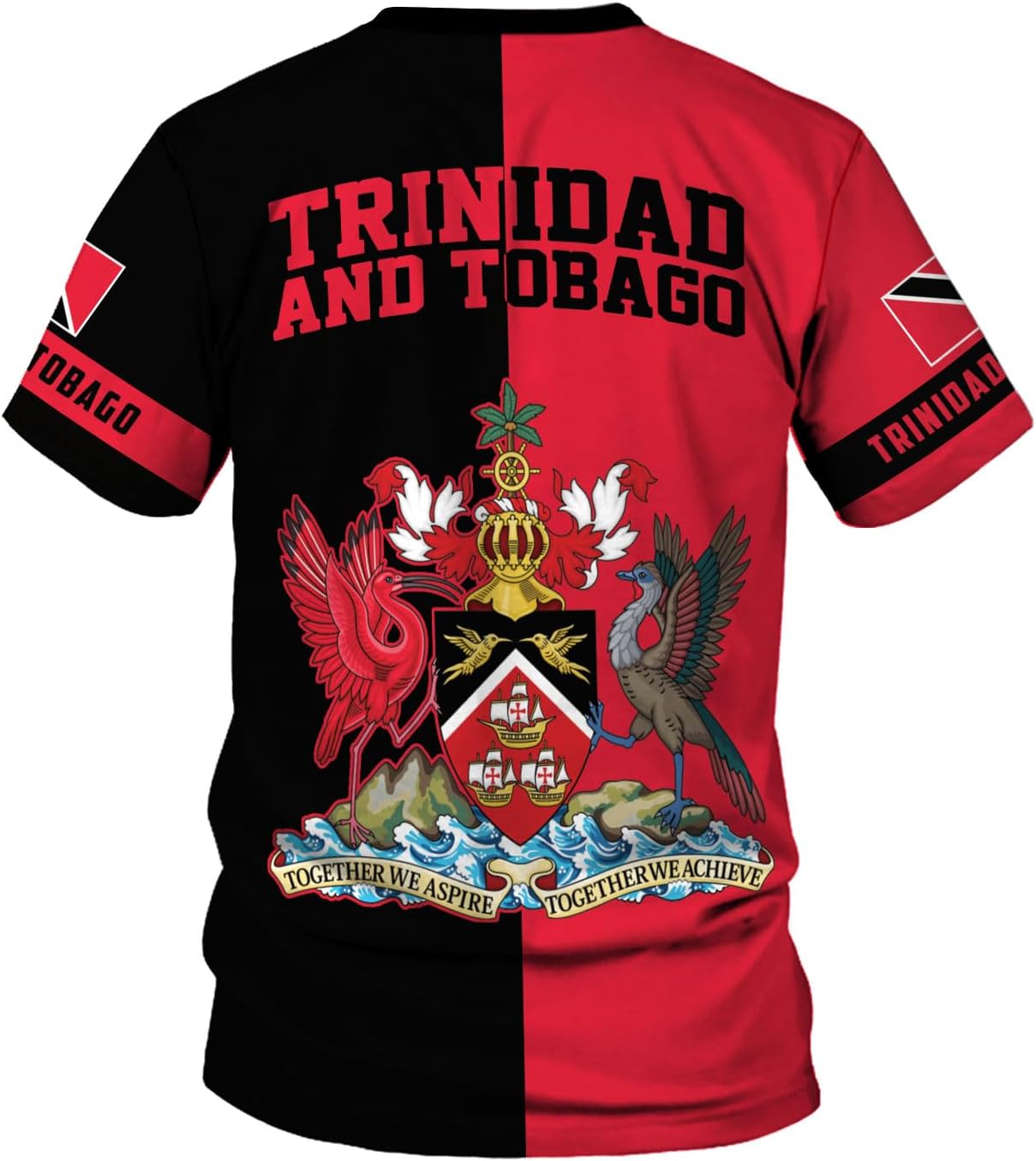 MoonArt Personalized Trinidad & Tobago Shirts Trinidad and Tobago Coat of Arms Flag 3D Shirts Trinidad Pride Gift