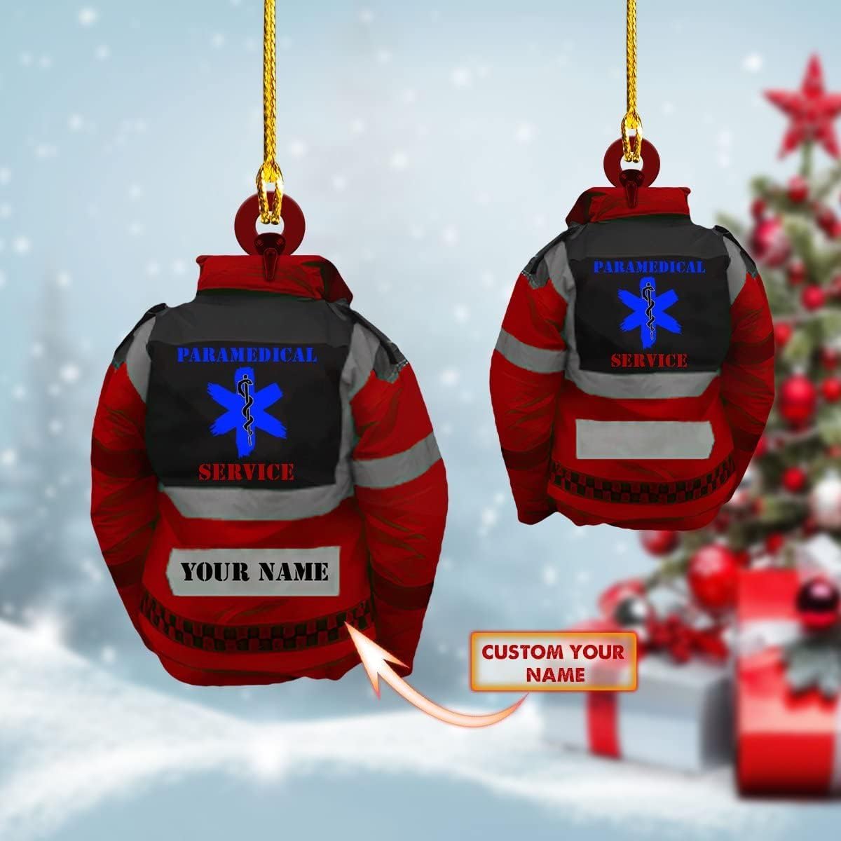 Artparel Personalized EMT Ornament EMT Paramedics Ornament Emergency Medical Ornament Shaped Print Plastic Christmas Tree Hanging Pine Decorations for Kid Couple Friends Family Doctor (EMT 1)