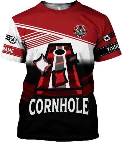 Personalized Cornhole Shirts 3D Over Print for Men & Women, Funny Cornhole Player Toss Sports T-Shirt for Team (CH 5)