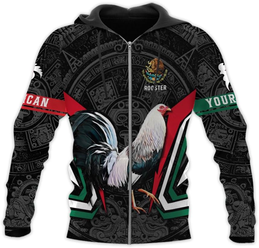 Woseprints Personalized Name Mexican Shirts for Men, Rooster Mexico Shirts for Men, Mexico Shirt Eagle Flag Mexican Eagle