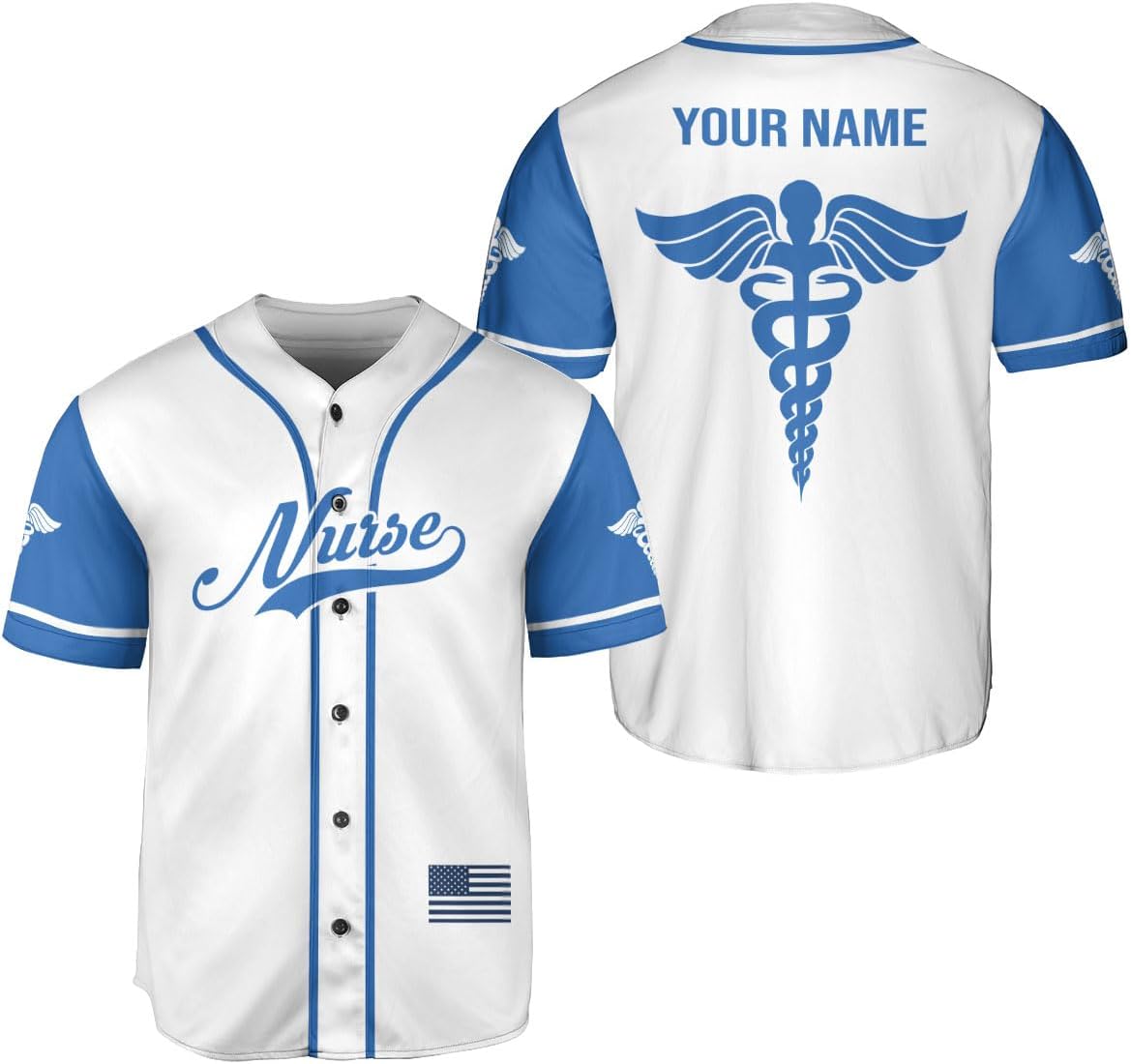 Woseprints Personalized Nurse Baseball Jersey Shirt, Nurse Graduation Gifts Funny Nurse T-Shirt Gift Nursing Emergency Shirts