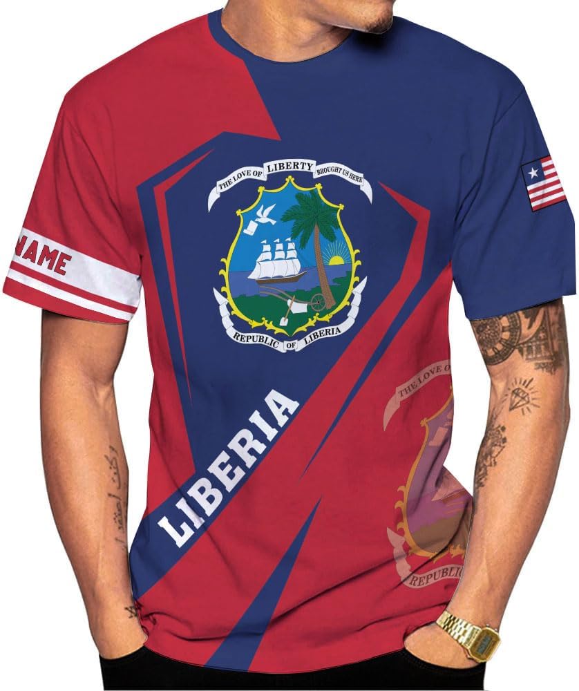 MoonArt Personalized Liberia Shirts Liberian Coat of Arms Flag Liberia 3D Shirts Liberia Liberian Pride Gift
