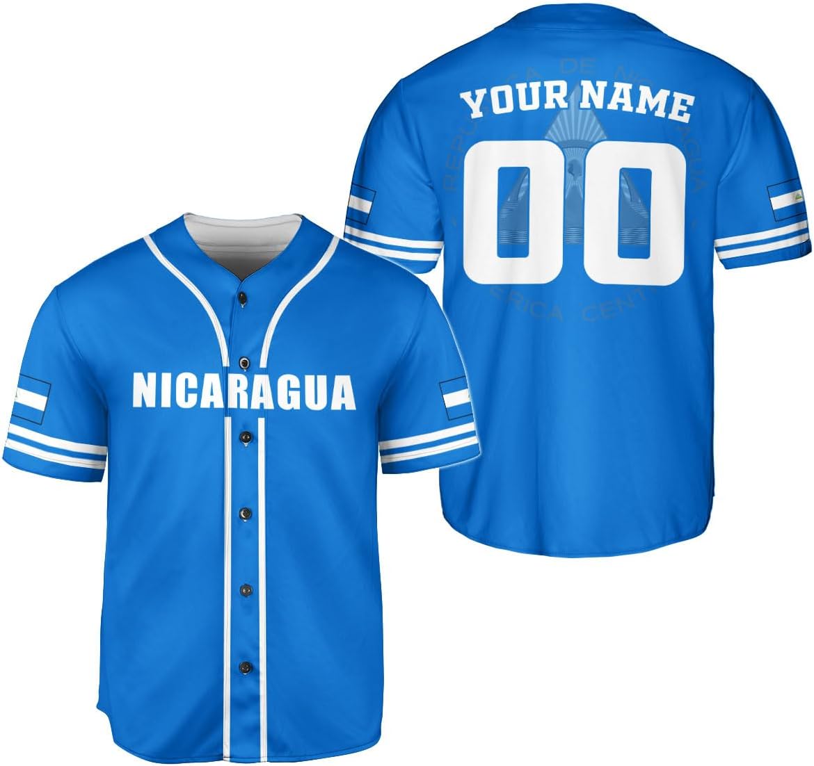 Podagree Personalized Nicaragua Baseball Jersey Shirt Name Nicaraguan Baseball Jersey for Men & Women Nicaraguan Camisas