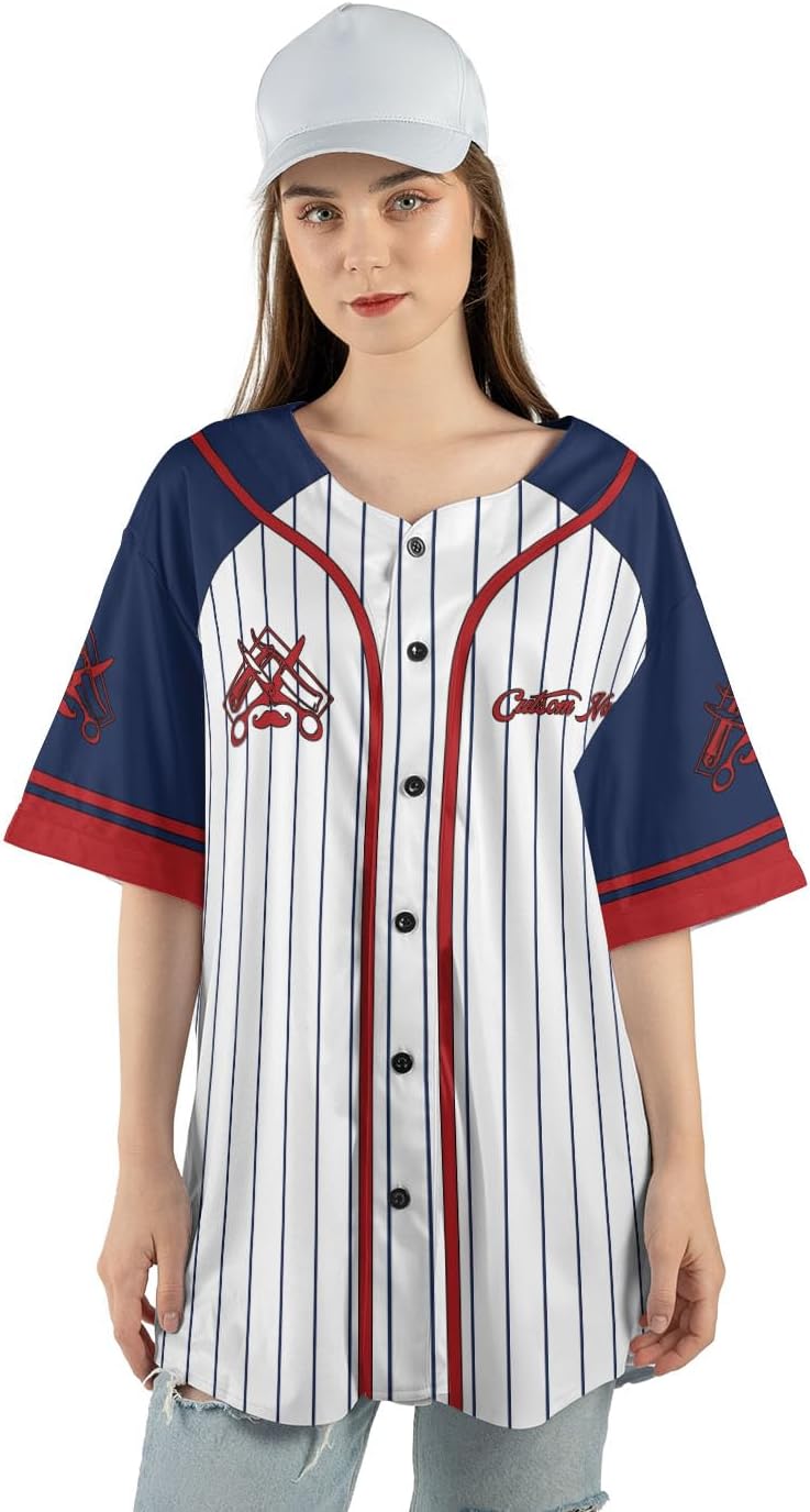 Personalized Barber Shop Baseball Jersey, Hairdresser Jersey, Barber Tools Hat