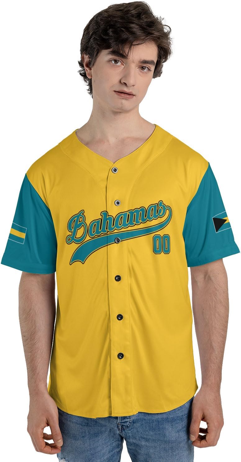 Personalized Bahamas Baseball Jersey Shirt Bahamas Pride Flag Bahamian Jersey Soccer for Men and Women