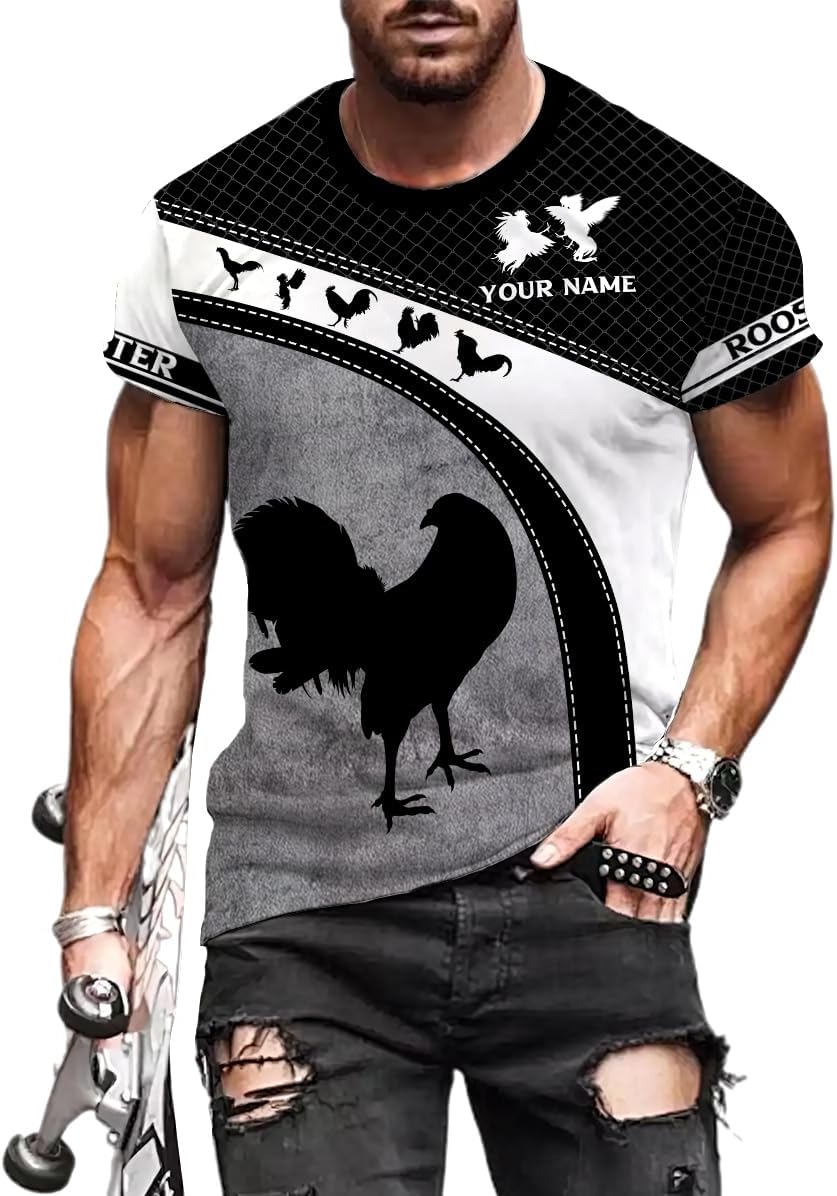Mostefy Personalized Name Rooster Shirt 3D, Rooster Shirts for Men, Chicken Tshirts Shirts for Women, Funny Chicken Shirts
