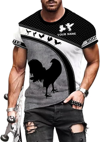 Mostefy Personalized Name Rooster Shirt 3D, Rooster Shirts for Men, Chicken Tshirts Shirts for Women, Funny Chicken Shirts
