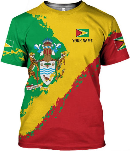 MoonArt Personalized Guyana Shirts - Guyanese Coat of Arms Flag 3D