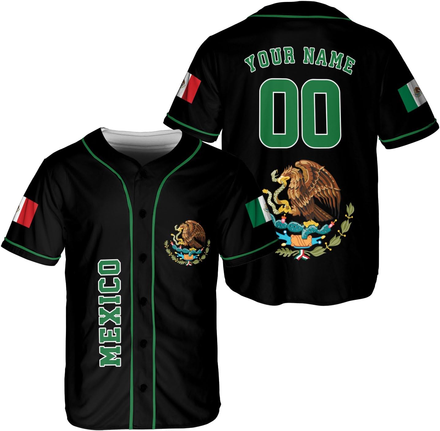 Mostprints Custom Mexico Baseball Jerseys Mexican Eagle & Flag Shirt for Teams, Mexico Shirts for Men & Women Size S-5XL