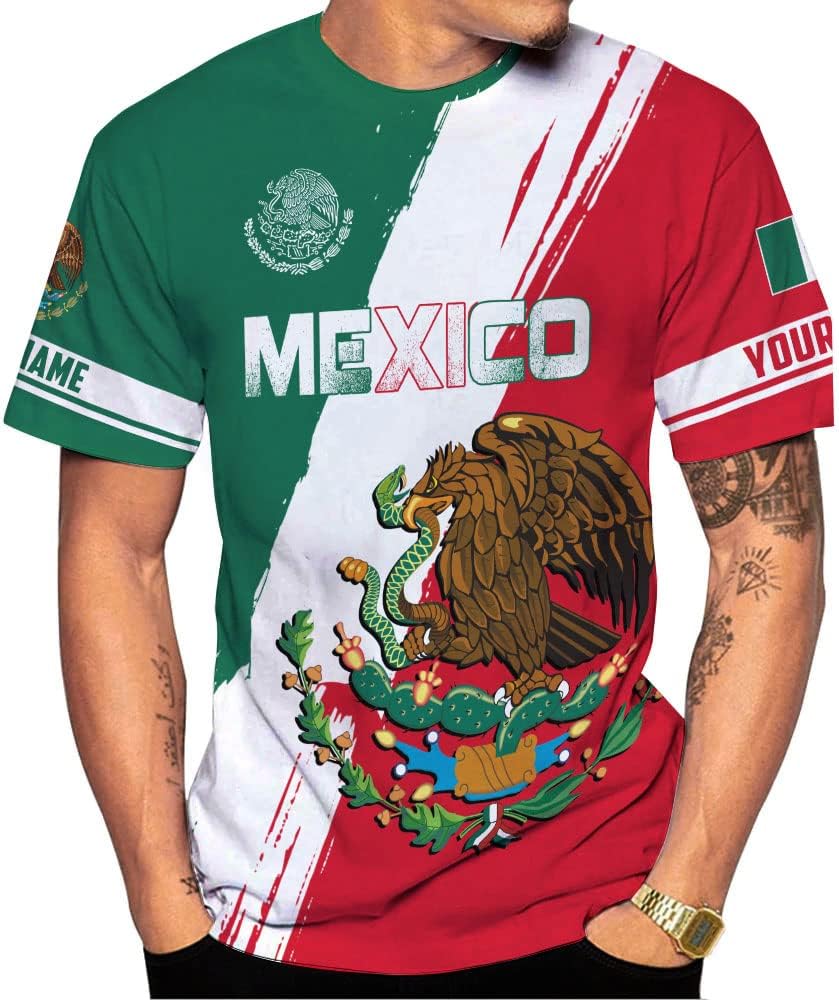 Mostprints Personalized Name Mexican Shirts for Men 3D, Customized Mexico Shirts for Men, Mexico Shirts for Women Mexico Shirt