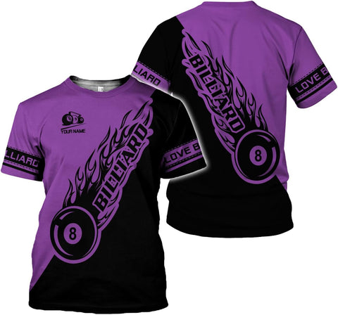 Rivelus Personalized Name Billiard Shirts 3D, Billiards Shirt 8 Ball Billiard Shirt Custom Men's Pool Men Women