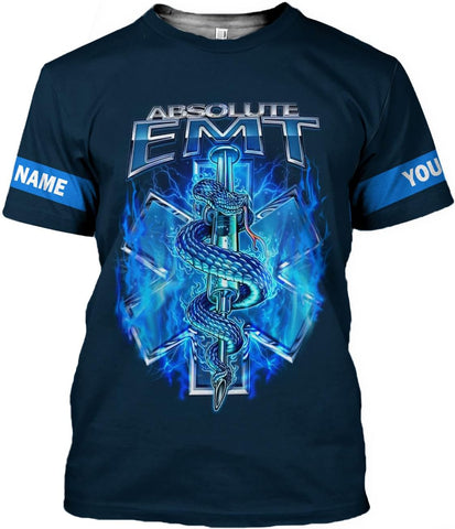 MAPrints Personalized Name EMS 3D Shirt, Emergency Medical Service T-Shirt, Parademic EMT EMS Shirt Size S-5XL for Men Women