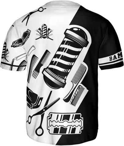 Custom Barber Shop Baseball Jersey Personalized Name Barber Shirt 3D for Men Women Hairdresser Shop Gift Scissors Pole Shirts