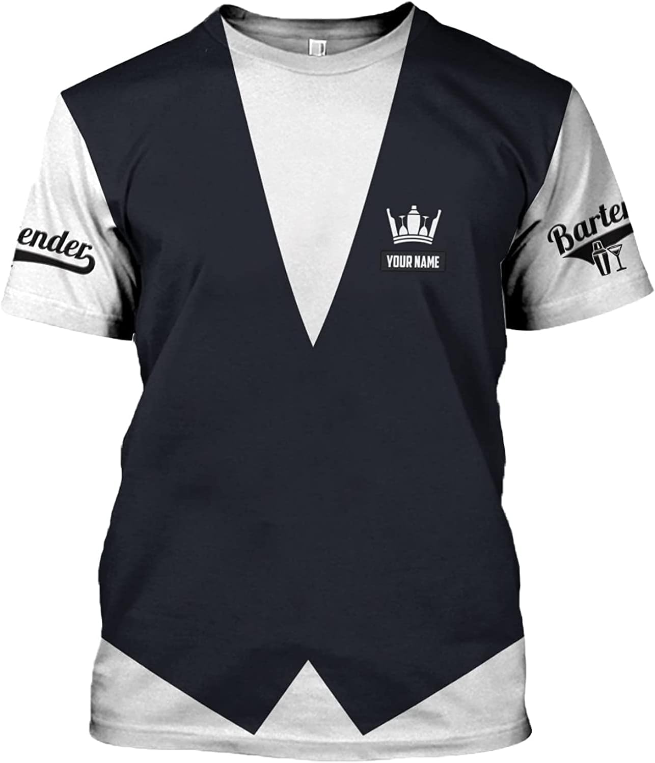 RoyalBro Personalized Bartender Shirt Custom Bartender Shirts Bartending 3D T Shirts Cocktail Wine Tshirt for Men & Women (Multi 4)