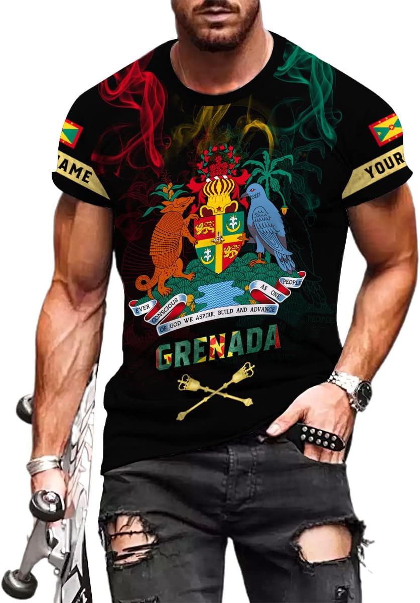 Podagree Personalized Grenada T-Shirt 3D, Proud Grenadan Tshirt, Grenada Flag Grenadian Pride Grenadian Heritage Shirt