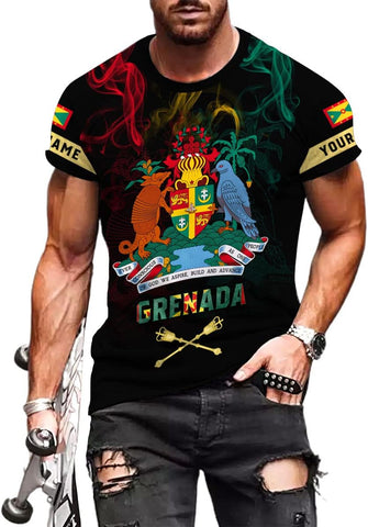 Podagree Personalized Grenada T-Shirt 3D, Proud Grenadan Tshirt, Grenada Flag Grenadian Pride Grenadian Heritage Shirt