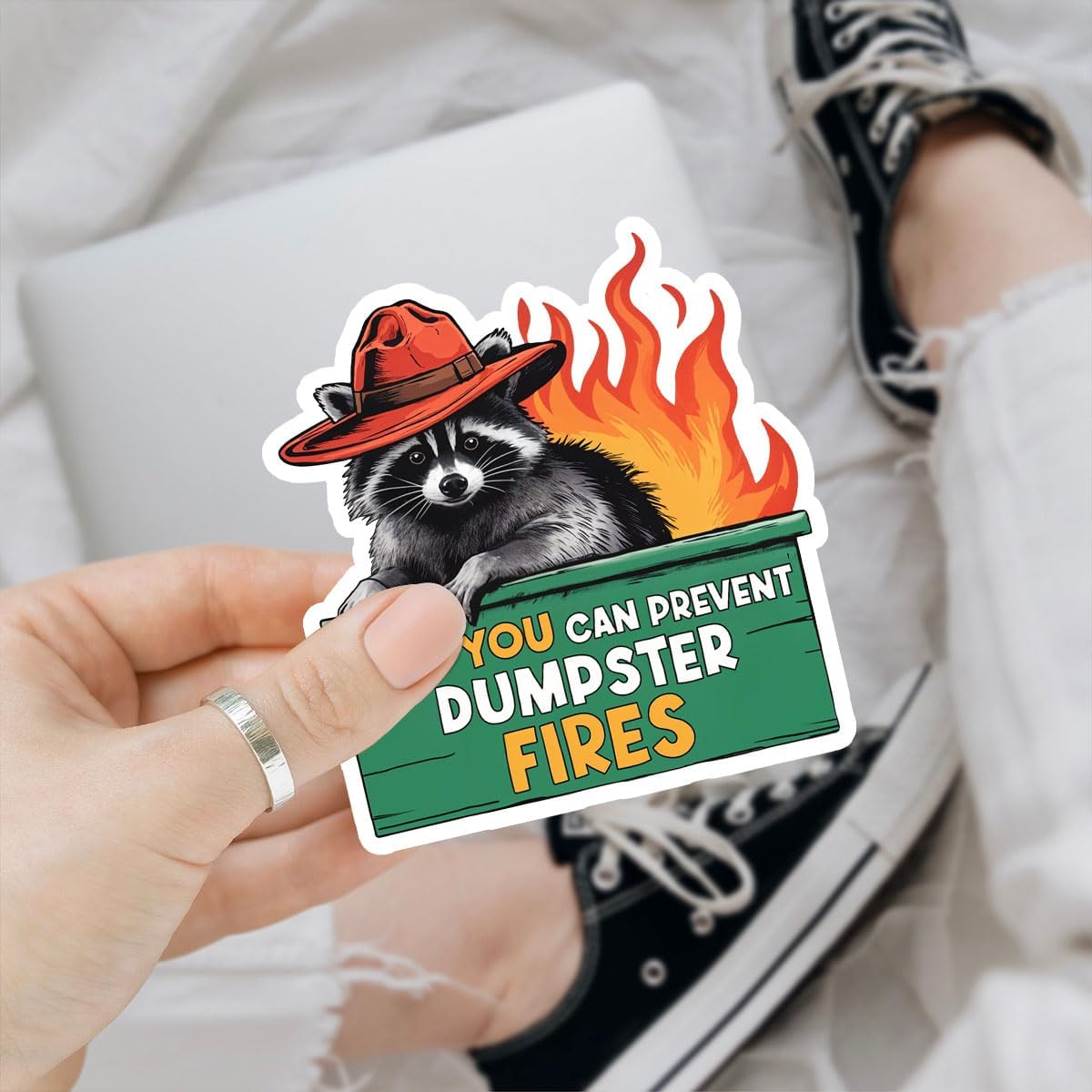 3Pcs Only You Can Prevent Dumpster Fire Sticker Funny Racoon Dumpster Fire Stickers Fire Prevention Only You Can Prevent Dumpster Fires Decal for Laptop Water Bottle Toolbox Phone Car Gifts 3"