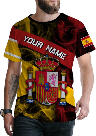 Ligthuy Personalized Name Spain Shirt 3D, Custom Spainish Shirt Flag for Men and Women, Italia Shirt Soccer Unisex Size