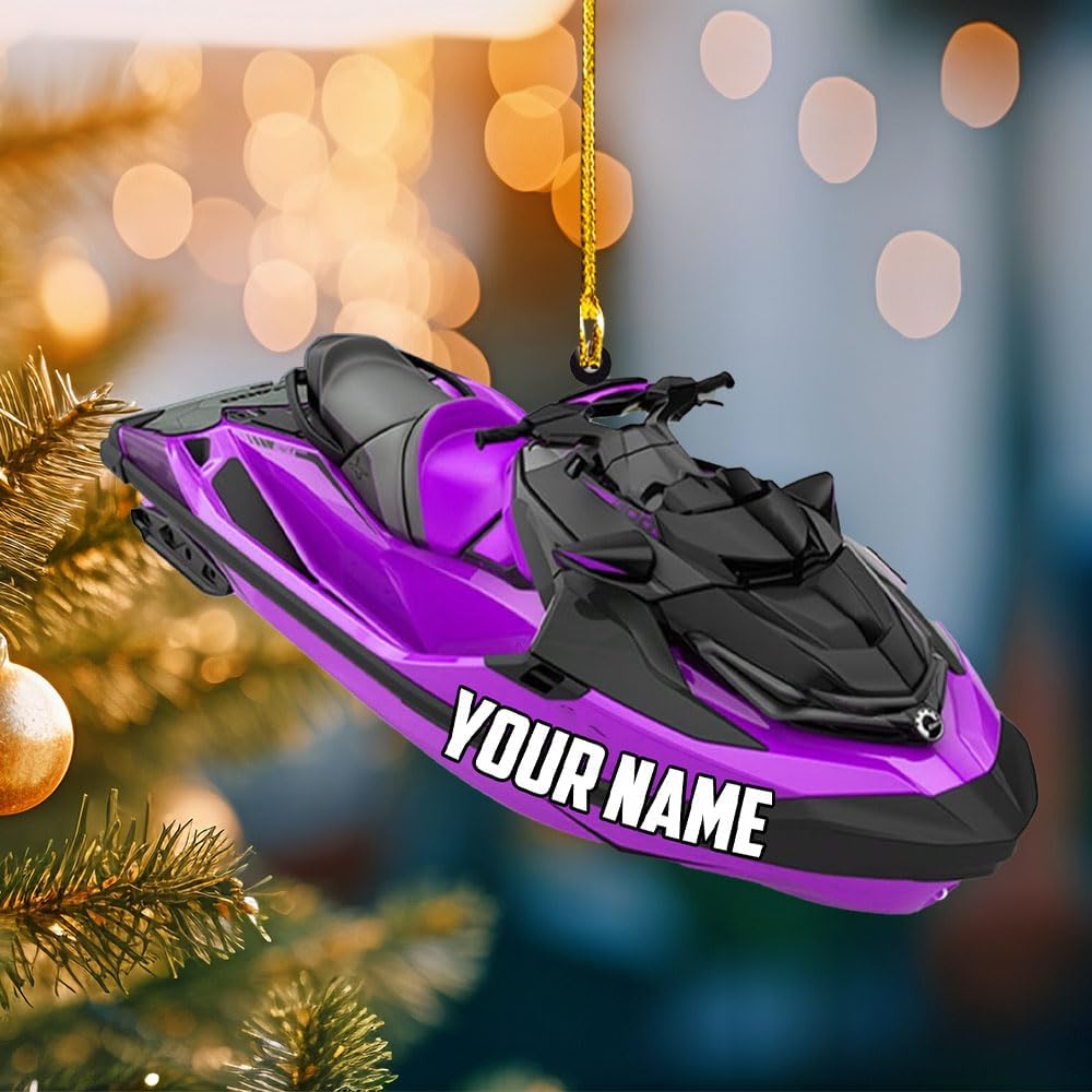 Podagree Personalized Pontoon Boat Ornament, Pontoon Christmas Ornament, Pontoon Boat Christmas Car Ornament, Pontoon Boat, Custom Pontoon String Light Ornament (WB9)