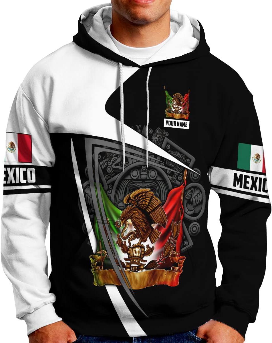 Personalized Name Mexican Hoodie 3D, Customized Mexican Hoodies for Men, Unisex Mexico Hoodie, Mexico Hoodies for Men 1