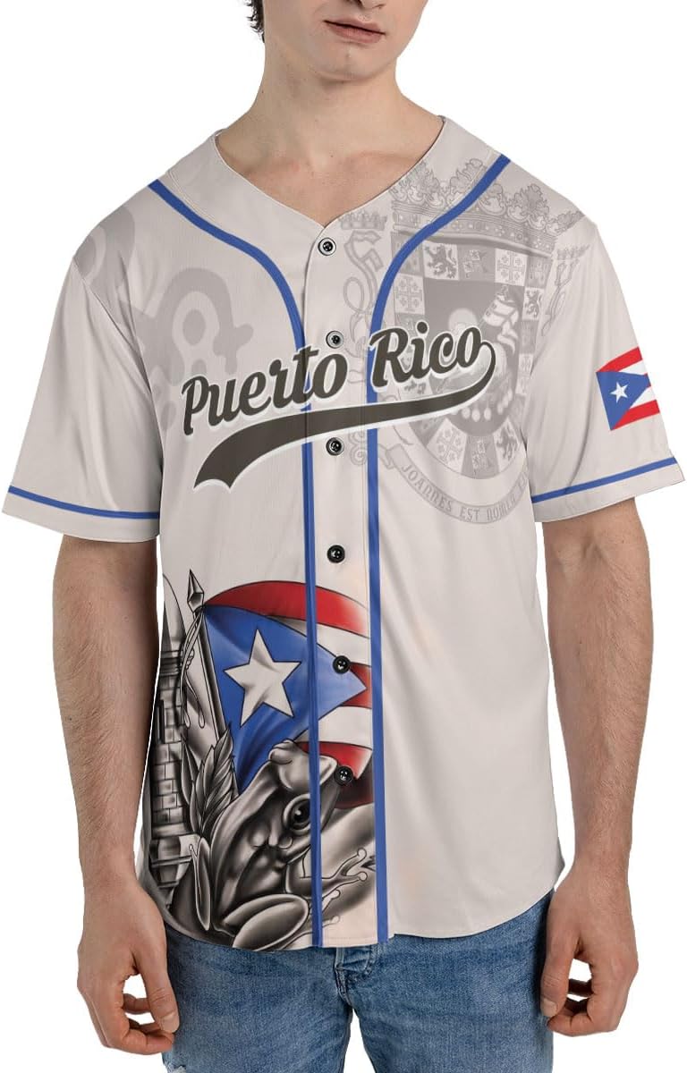 Personalized Puerto Rico Baseball Shirt, Customized Team Name Puerto Rican Baseball Jersey for Men
